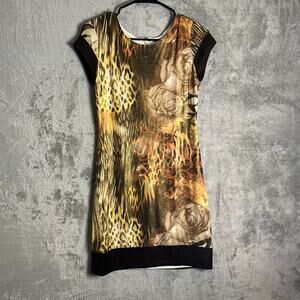 Vintage Cache Abstract Animal Print Dress Boho Glam Y2K Baddie 2000s Glam Size 4